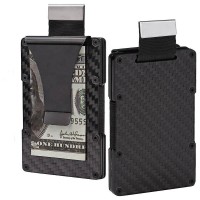 Minimalist Rfid Blocking Money Clip Wallet Carbon Fiber Card Holder With Pull Tab