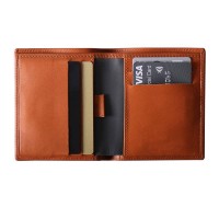 Italian Cowhide Leather Nice Leather Front Pocket Wallets Slim Card Holder Wallets With Pull Tab